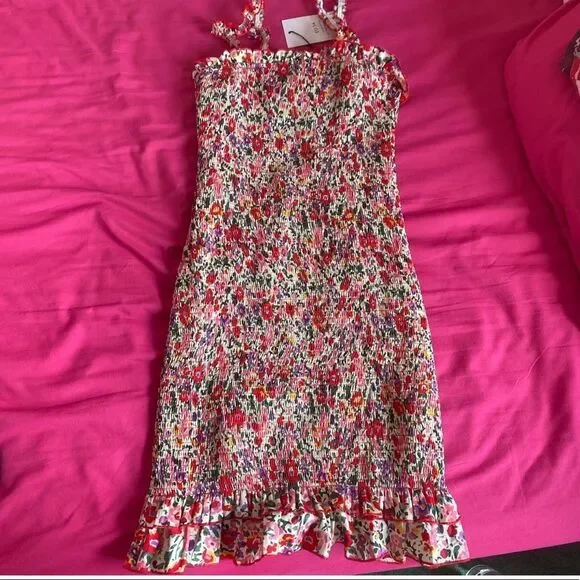 Na-kd Smocked Wildflower Print Cotton Dress NWT Size US XS (EUR 34)NWT - Picture 7 of 14